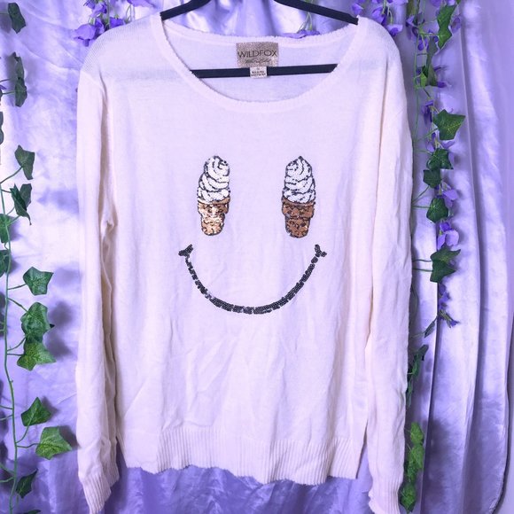 wildfox ice cream smiley face angora sweater - Picture 1 of 4